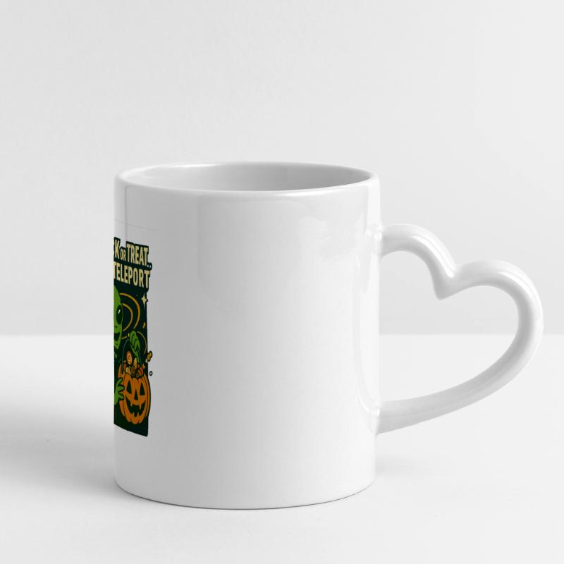 Alien Halloween T-Shirt – Süßes oder Saures... oder... Panoramatasse mit Herzhenkel