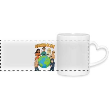 Gamer4Life Amitié mondiale - Mug panoramique avec anse en forme de cœur - blanc - Devant
