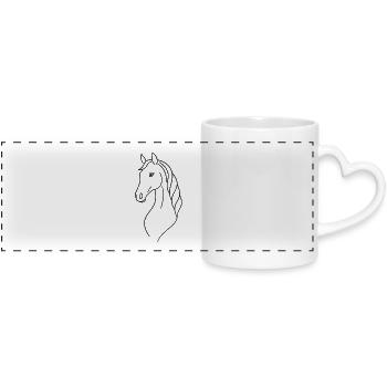 Elegant Silhouette Horse - Panoramic mug with heart handle - white - Front