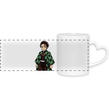 Héros Kimono Damier Vert Sabre - Mug panoramique avec anse en forme de cœur - blanc - Devant