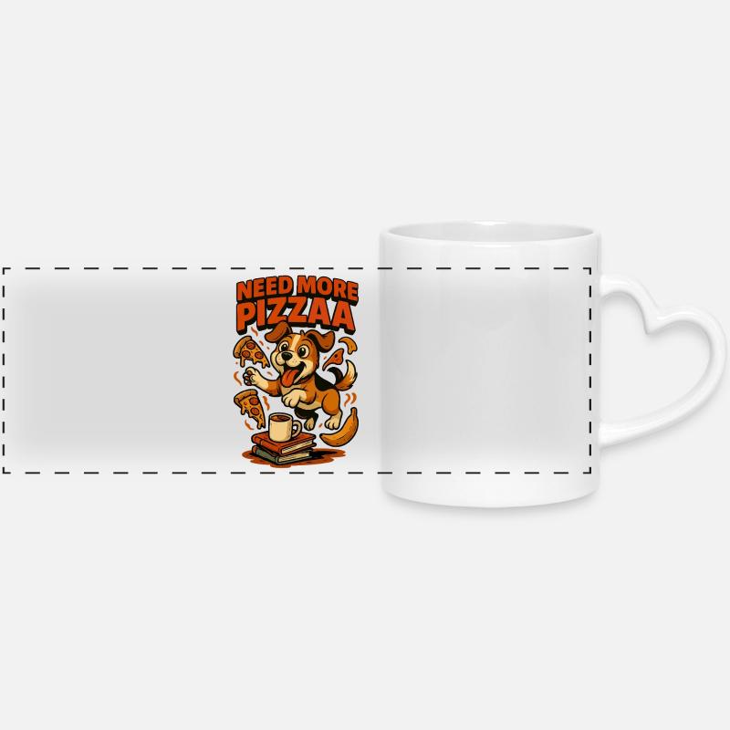 Need More Pizza Pup - Panoramic mug with heart handle - white