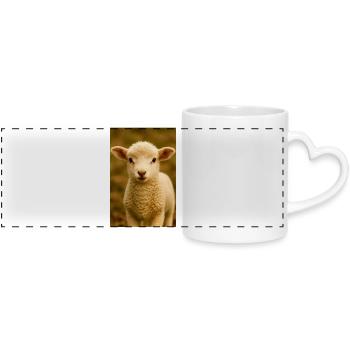 Animals, lambs - Panoramic mug with heart handle - white - Front