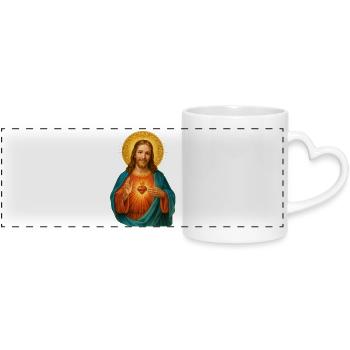 Heiliger Herzens Jesus Illustration - Panoramatasse mit Herzhenkel - Weiß - Vorne