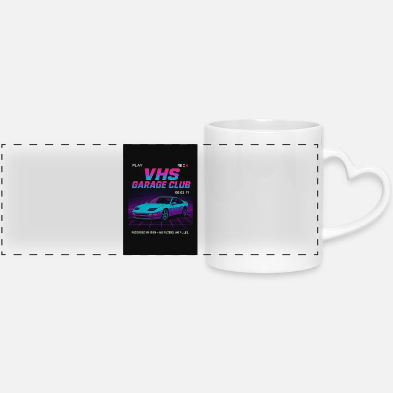VHS Garage Club Neon Car 90s - Panoramic mug with heart handle - white