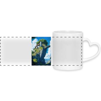 Mountain house landscape - Panoramic mug with heart handle - white - Front