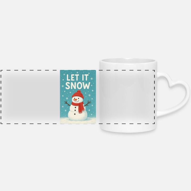 Let It Snow Snowman Design - Panoramic mug with heart handle - white