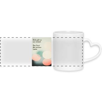You only exist once – luckily! - Panoramic mug with heart handle - white - Front