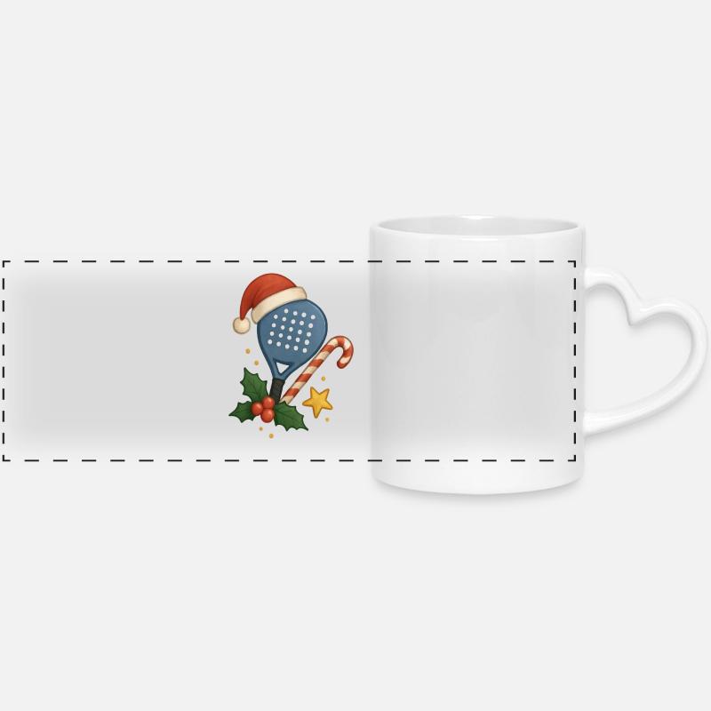 Raquette de padel de Noël - Mug panoramique avec anse en forme de cœur - blanc