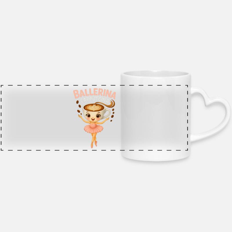 Ballerina Cappuccina Latte brainrot - Panoramic mug with heart handle - white