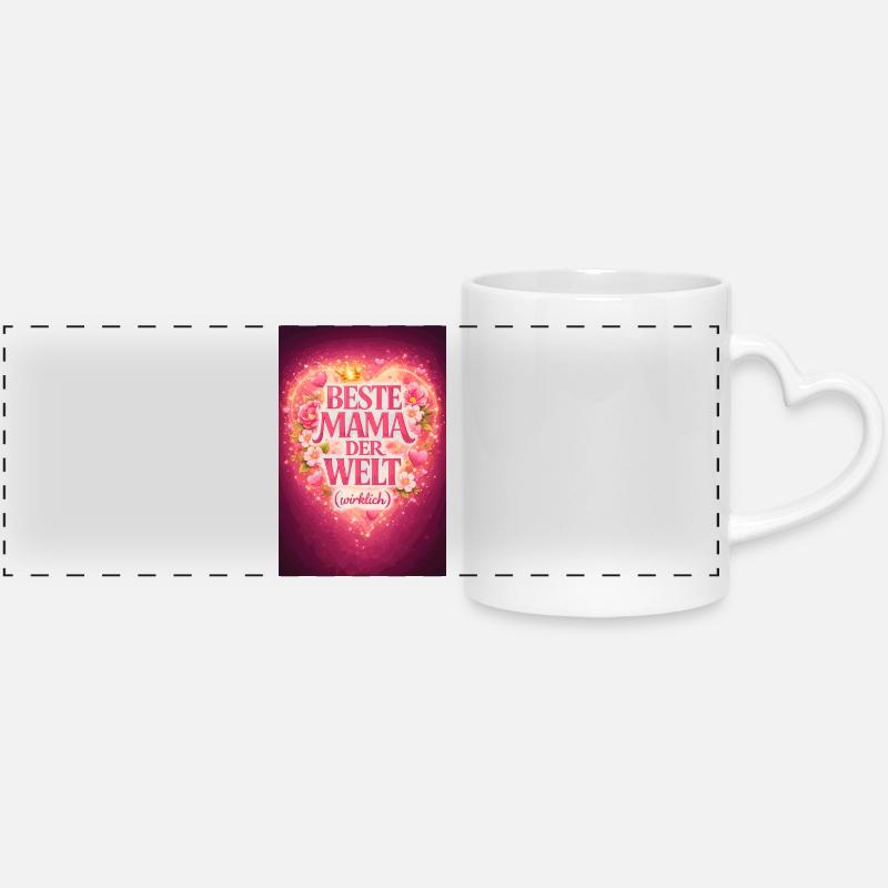 Best Mom In The World Really - Panoramic mug with heart handle - white