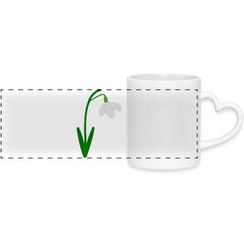 Perce-neige Mois de naissance de janvier Fleur Anniversaire - Mug panoramique avec anse en forme de cœur - blanc - Devant