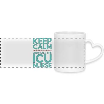 Infirmière en soins intensifs : Reste calme et appelle la première ligne médicale - Mug panoramique avec anse en forme de cœur - blanc - Devant