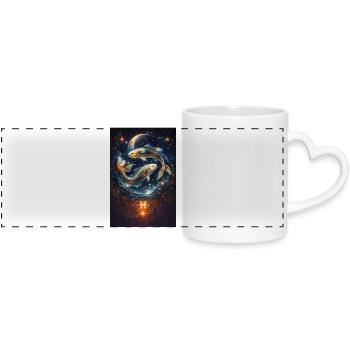 Pisces - Panoramic mug with heart handle - white - Front
