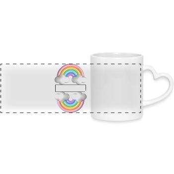 rainbow - Panoramic mug with heart handle - white - Front