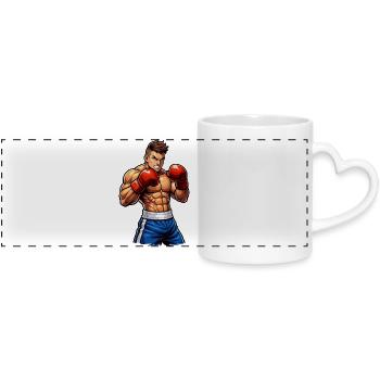 Boxer Boxing Fighter - Panoramic mug with heart handle - white - Front