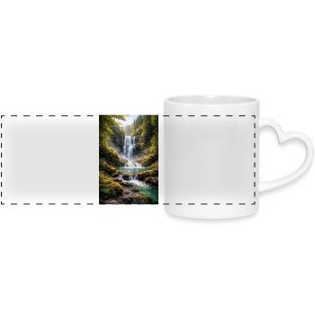 Greenery by the waterfall - Panoramic mug with heart handle - white - Front