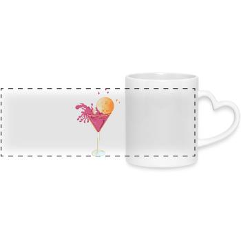 Cocktail disco – Martini rose avec Squirting Di - Mug panoramique avec anse en forme de cœur - blanc - Devant