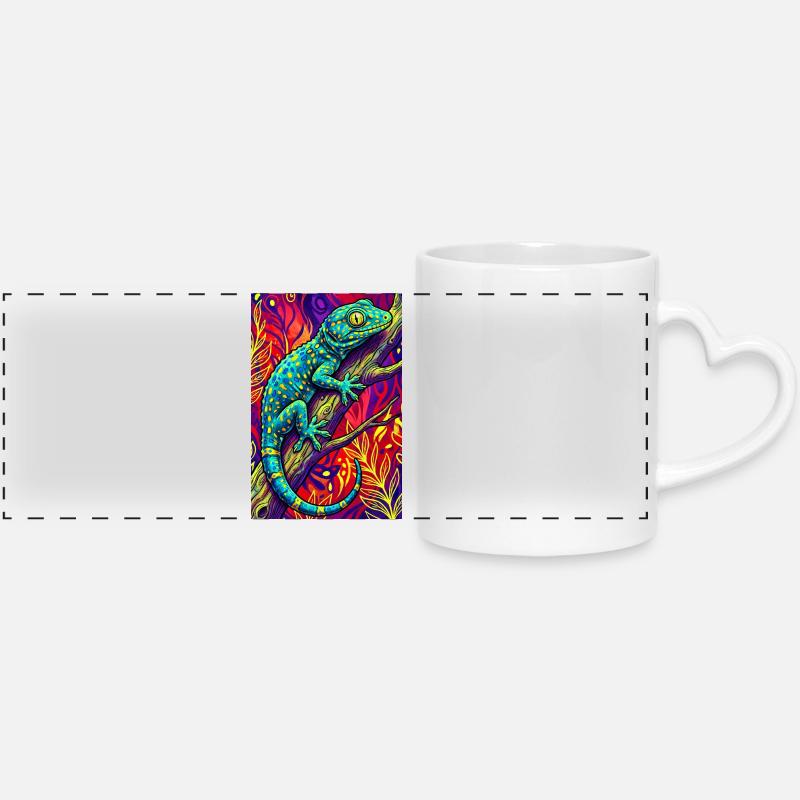 Gecko - Panoramic mug with heart handle - white