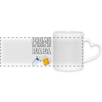 Promu au Rang de Papa Humour Naissance Bébé - Mug panoramique avec anse en forme de cœur - blanc - Devant