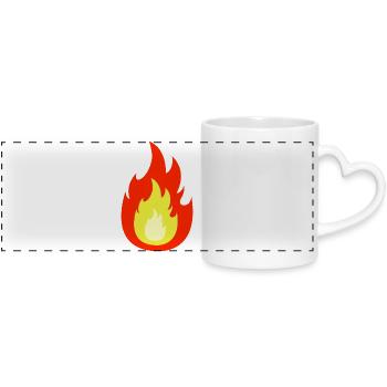 Fire flame - Panoramic mug with heart handle - white - Front