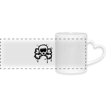 Downhill crossbones - Panoramic mug with heart handle - white - Front