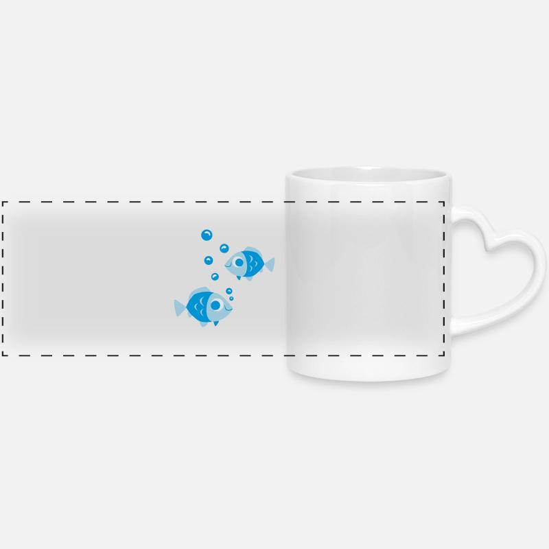 fische - Panoramic mug with heart handle - white