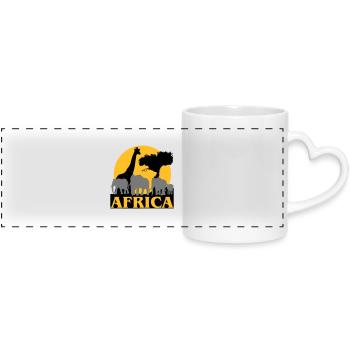 Afrique - Coucher de soleil dans la savane - Mug panoramique avec anse en forme de cœur - blanc - Devant