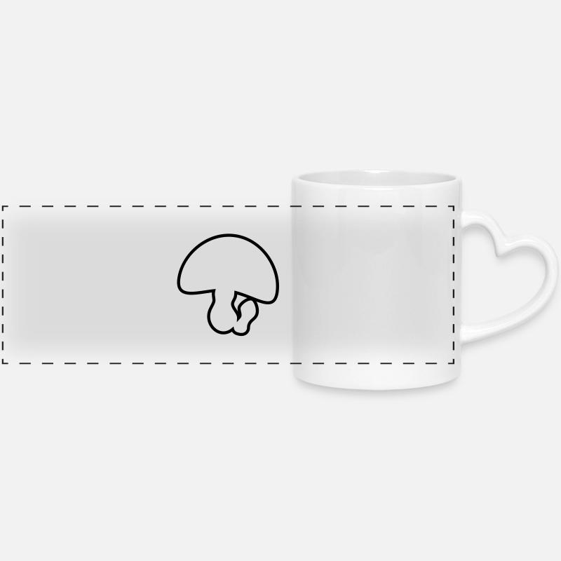champignons - Mug panoramique avec anse en forme de cœur - blanc