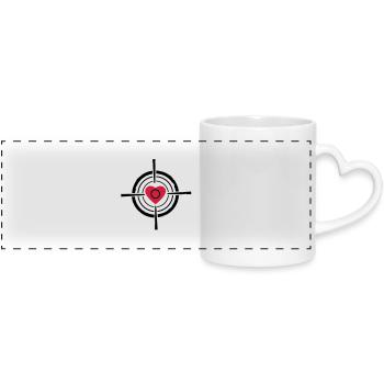 Love target - Panoramatasse mit Herzhenkel - Weiß - Vorne