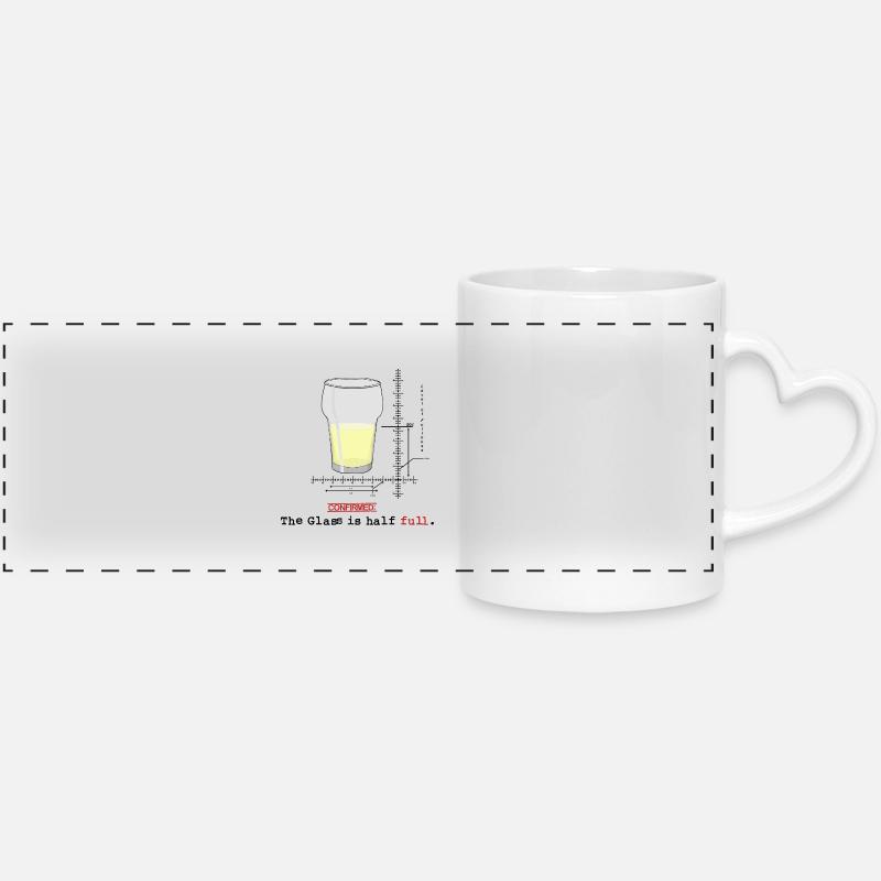 Glass is half full - Panoramic mug with heart handle - white
