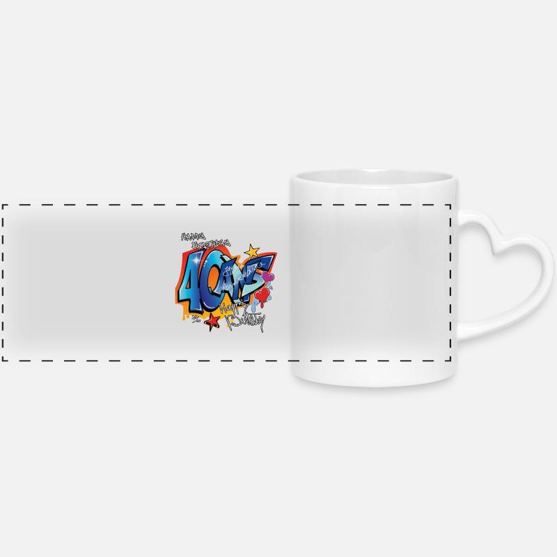 40 ans - Mug panoramique avec anse en forme de cœur - blanc