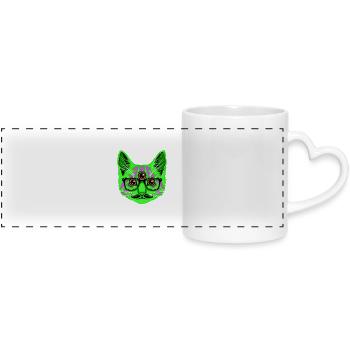 Trip Cat - Panoramic mug with heart handle - white - Front