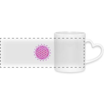Fleur de vie, Flower of life, géométrie sacrée - Mug panoramique avec anse en forme de cœur - blanc - Devant