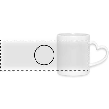 Forme / Symbole / Rond / Custom / Personnaliser - Mug panoramique avec anse en forme de cœur - blanc - Devant