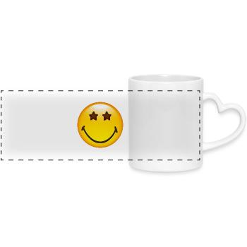 Smiley Glossy Stars - Panoramic mug with heart handle - white - Front