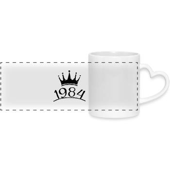 Krone 1984 Year of birth Tshirt design - Panoramic mug with heart handle - white - Front