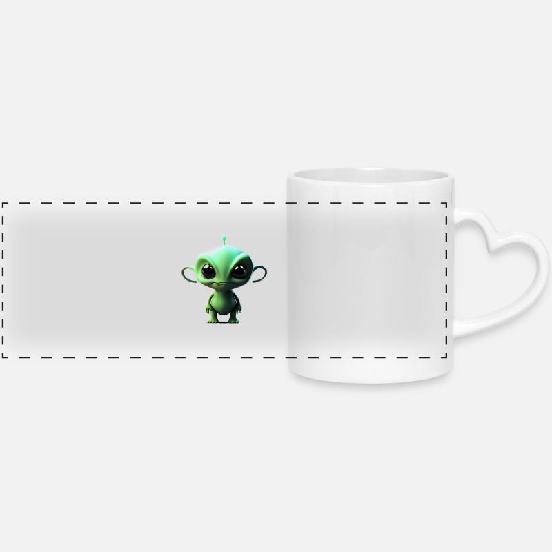 Joyeux Halloween mignon extraterrestre effrayant drôle effrayant - Mug panoramique avec anse en forme de cœur - blanc