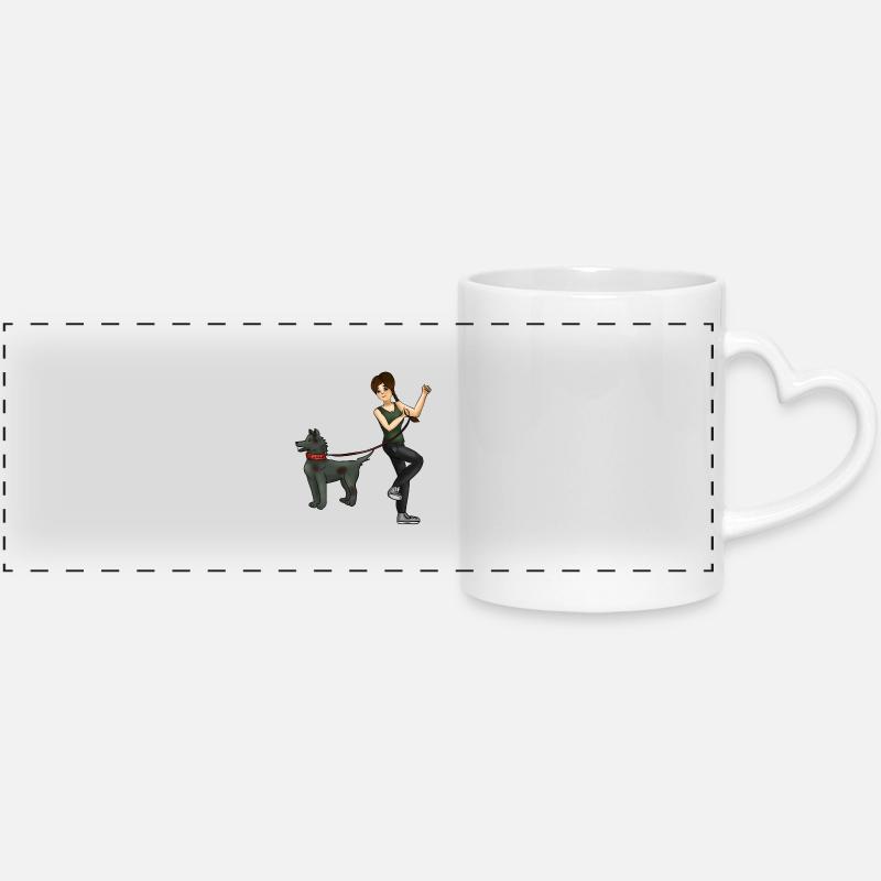 help! My dog is a zombie - Panoramic mug with heart handle - white