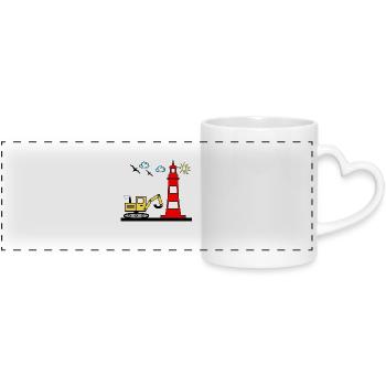 Excavator - Panoramic mug with heart handle - white - Front