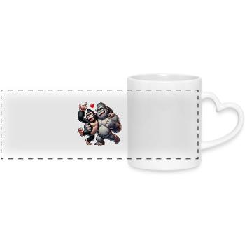 Couple de gorilles - Mug panoramique avec anse en forme de cœur - blanc - Devant