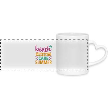 Beach Hair Dont Care Summer - Panoramic mug with heart handle - white - Front