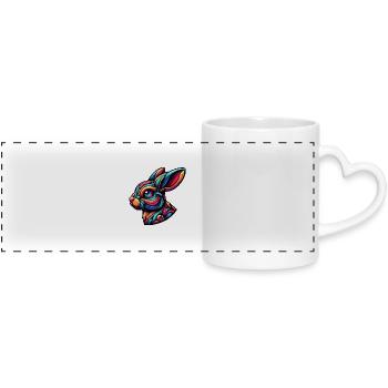 Abstract Rabbit Illustration - Panoramic mug with heart handle - white - Front