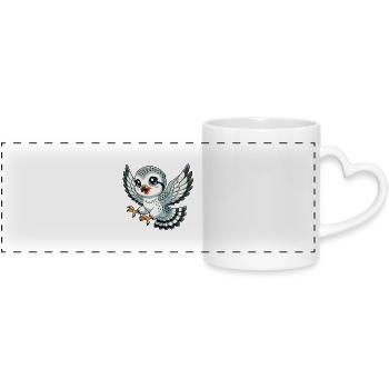 Falcon child - Panoramic mug with heart handle - white - Front
