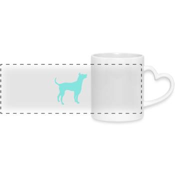 Großer Hund Silhouette Gefährlich Umriss Umrandung - Panoramatasse mit Herzhenkel - Weiß - Vorne