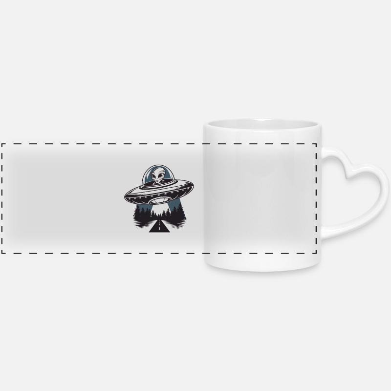 Alien Abduction - Panoramic mug with heart handle - white