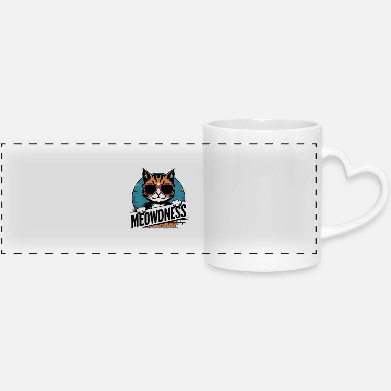 Meowdness Cat Sunglasses - Panoramic mug with heart handle - white
