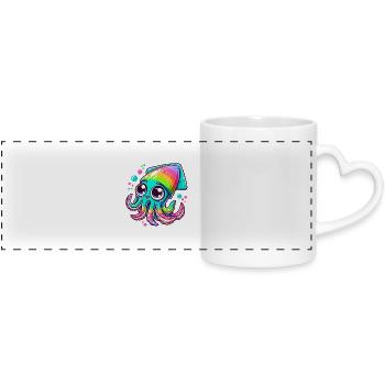 Calmar coloré avec de grands yeux pour les enfants - Mug panoramique avec anse en forme de cœur - blanc - Devant
