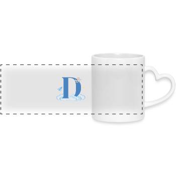 Letter d blue clouds airplane child - Panoramic mug with heart handle - white - Front