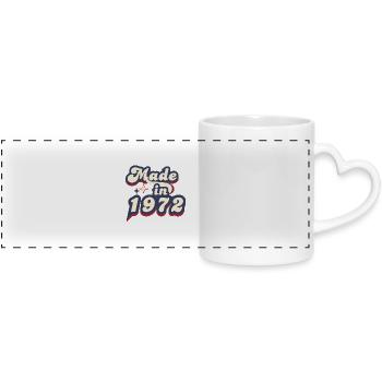 Made in 1972 Retro - Panoramic mug with heart handle - white - Front