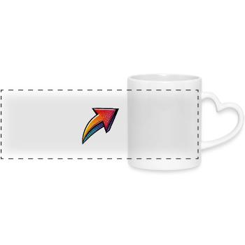 arrow - Panoramic mug with heart handle - white - Front